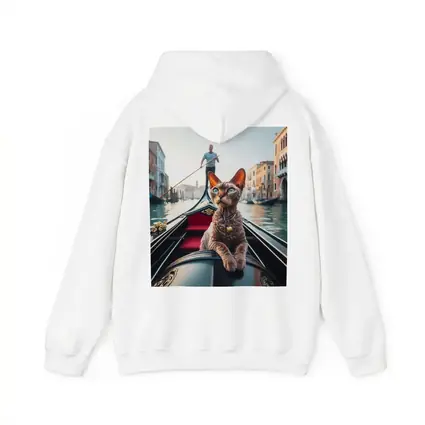 Devon Rex Cat Riding Venice Gondola Canal