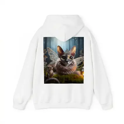 Sphynx Cat Fairy Wings Fantasy Forest Scene