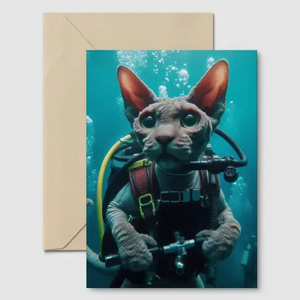 Sphynx Cat Scuba Diver Underwater Adventure