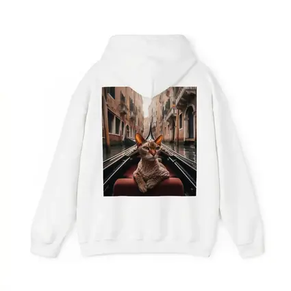 Devon Rex Cat Riding Venice Gondola Canal