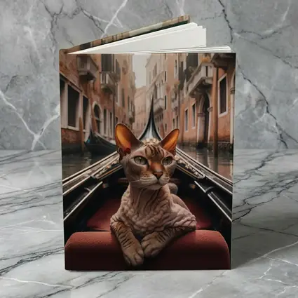 Devon Rex Cat Riding Venice Gondola Canal