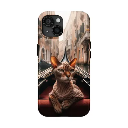 Devon Rex Cat Riding Venice Gondola Canal