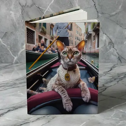 Devon Rex Cat Riding Venice Gondola
