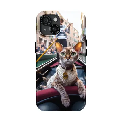 Devon Rex Cat Riding Venice Gondola