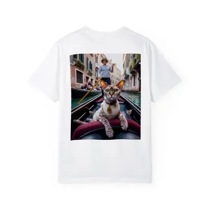 Devon Rex Cat Riding Venice Gondola