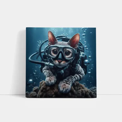 Sphynx Cat Scuba Diver Underwater Ocean Scene