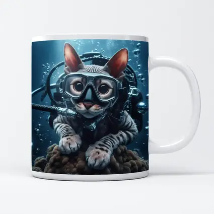 Sphynx Cat Scuba Diver Underwater Ocean Scene