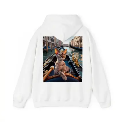 Devon Rex Cat Riding Venice Gondola Canal