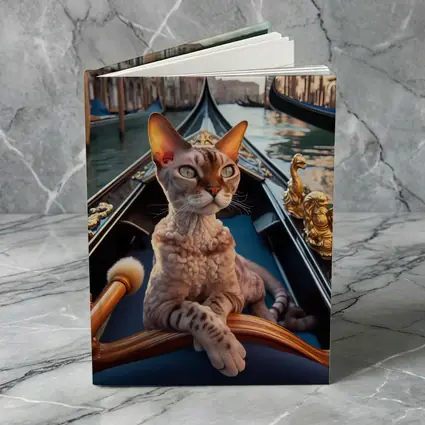 Devon Rex Cat Riding Venice Gondola Canal