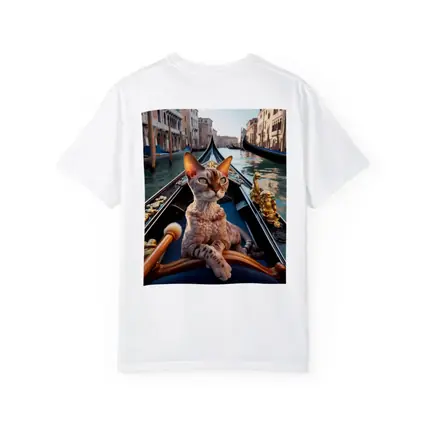 Devon Rex Cat Riding Venice Gondola Canal