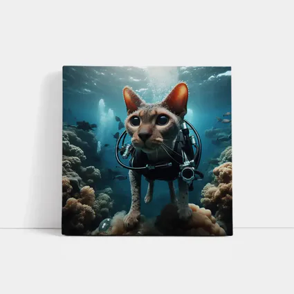 Sphynx Cat Scuba Diving Underwater Coral Reef