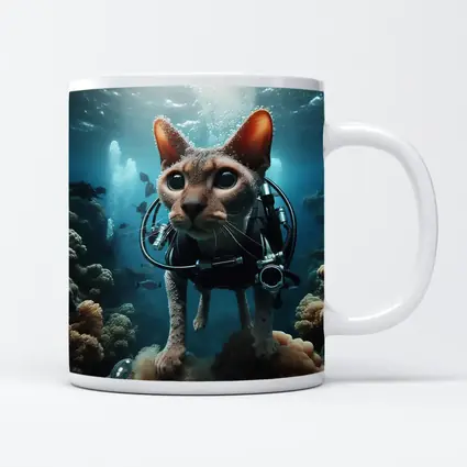 Sphynx Cat Scuba Diving Underwater Coral Reef