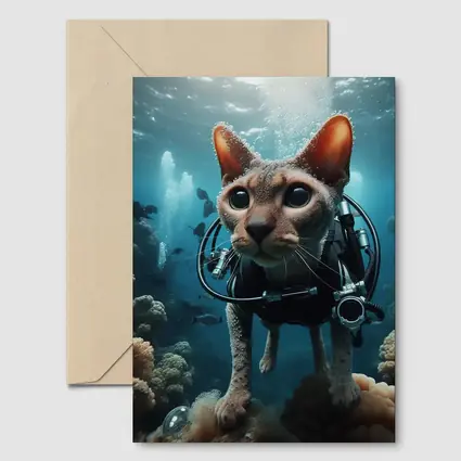 Sphynx Cat Scuba Diving Underwater Coral Reef