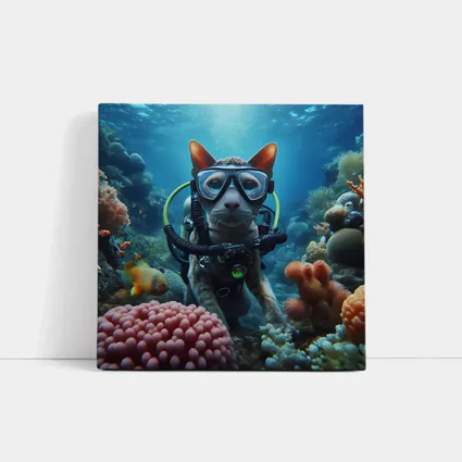 Sphynx Cat Scuba Diving Coral Reef Underwater