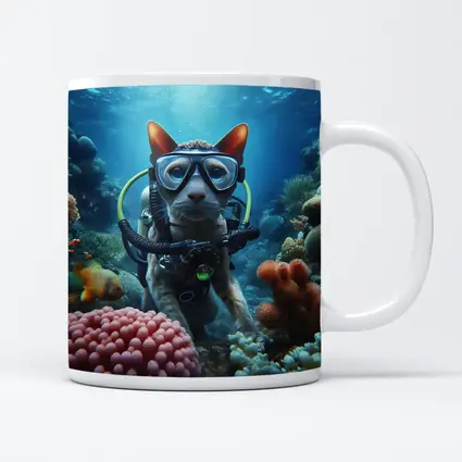Sphynx Cat Scuba Diving Coral Reef Underwater