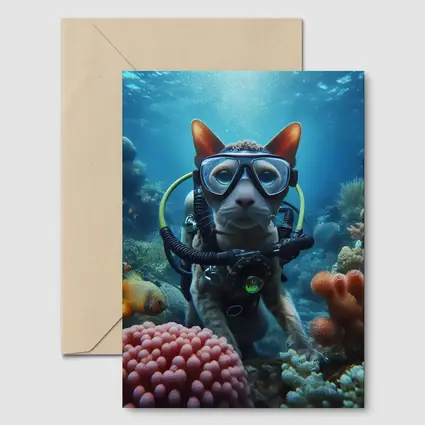 Sphynx Cat Scuba Diving Coral Reef Underwater
