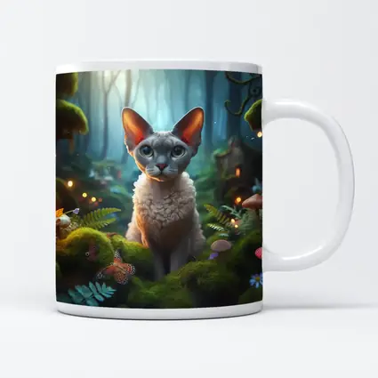 Devon Rex Cat Enchanted Fantasy Forest Art
