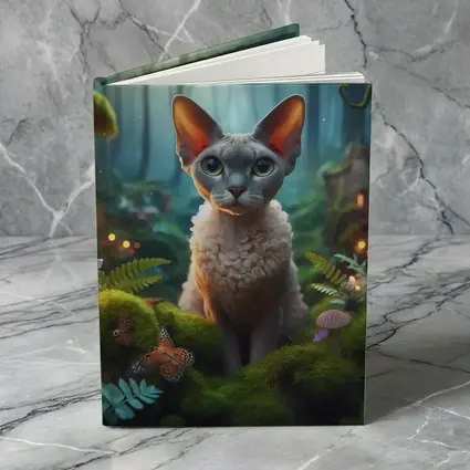 Devon Rex Cat Enchanted Fantasy Forest Art