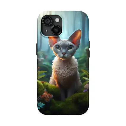 Devon Rex Cat Enchanted Fantasy Forest Art