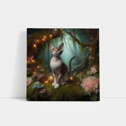 Devon Rex Cat Enchanted Forest Fairy Lights