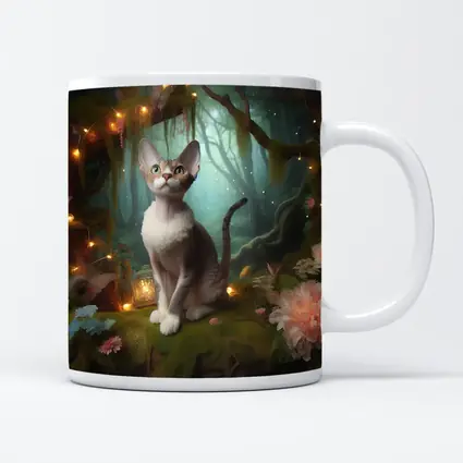 Devon Rex Cat Enchanted Forest Fairy Lights