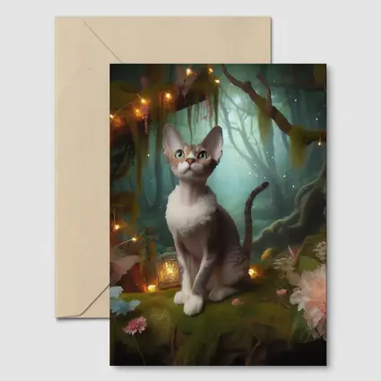 Devon Rex Cat Enchanted Forest Fairy Lights