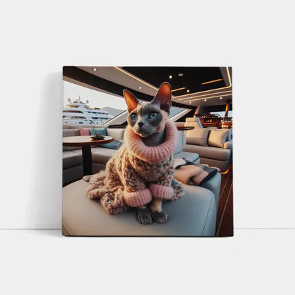 Sphynx Cat Cozy Sweater Luxury Yacht Interior