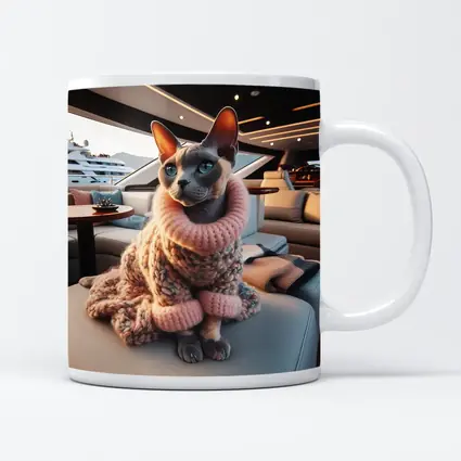 Sphynx Cat Cozy Sweater Luxury Yacht Interior
