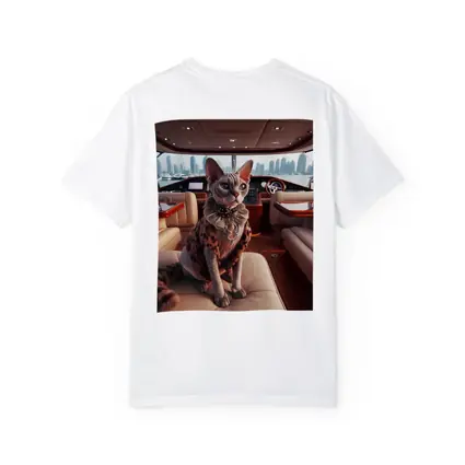 Sphynx Cat Wearing Fur Coat Luxury Yacht