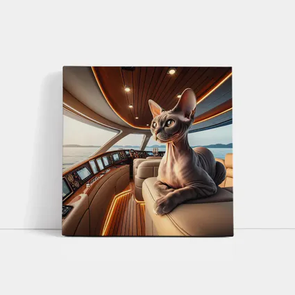 Sphynx Cat Relaxing Inside Luxury Yacht