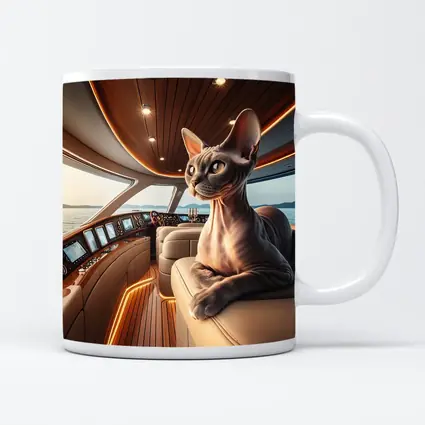 Sphynx Cat Relaxing Inside Luxury Yacht