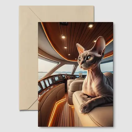 Sphynx Cat Relaxing Inside Luxury Yacht