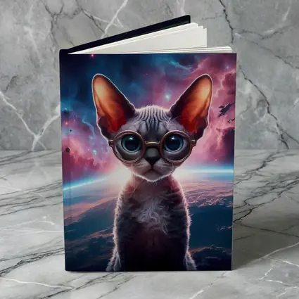 Sphynx Cat Wearing Goggles In Space