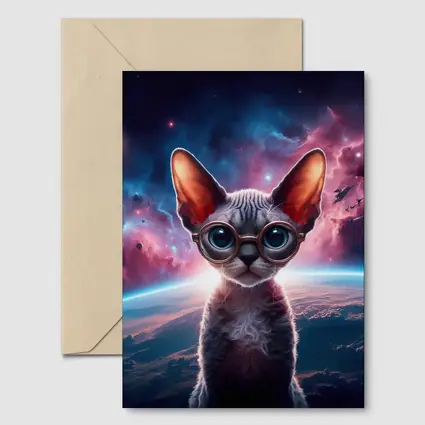 Sphynx Cat Wearing Goggles In Space