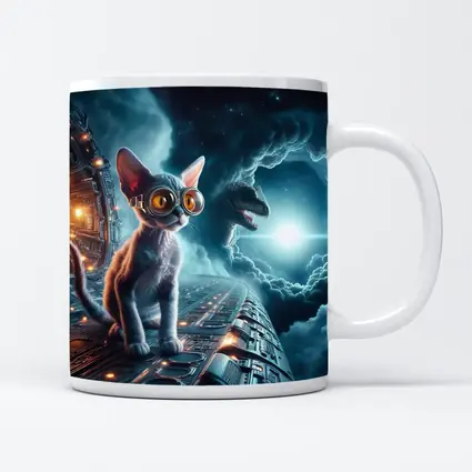 Devon Rex Cat Sci-Fi Space Portal Scene