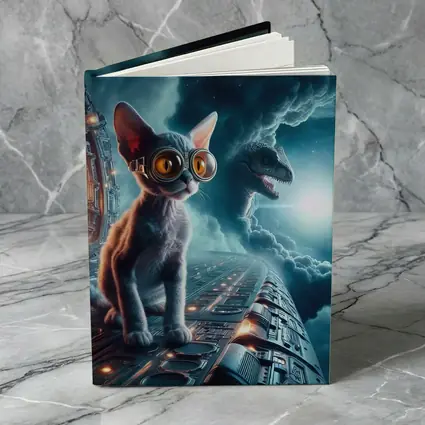 Devon Rex Cat Sci-Fi Space Portal Scene