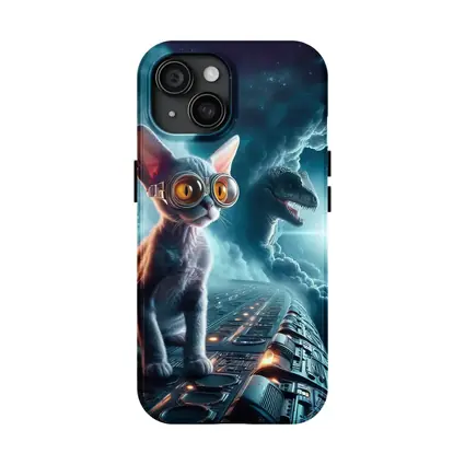 Devon Rex Cat Sci-Fi Space Portal Scene