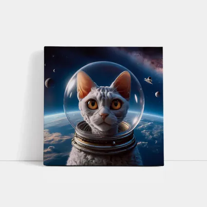 White Cat Astronaut Helmet Deep Space