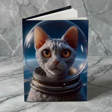 White Cat Astronaut Helmet Deep Space