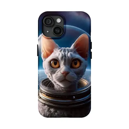 White Cat Astronaut Helmet Deep Space