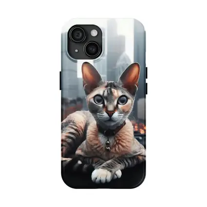 Devon Rex Cat London City Skyline