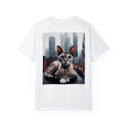 Devon Rex Cat London City Skyline