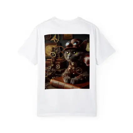 Gray Cat Steampunk Gears Vintage Study