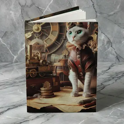 White Cat Steampunk Explorer Gears Clock