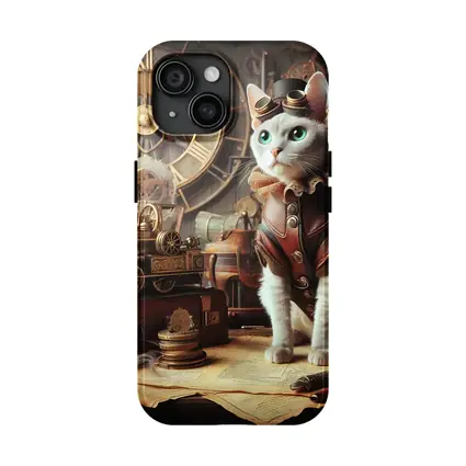 White Cat Steampunk Explorer Gears Clock