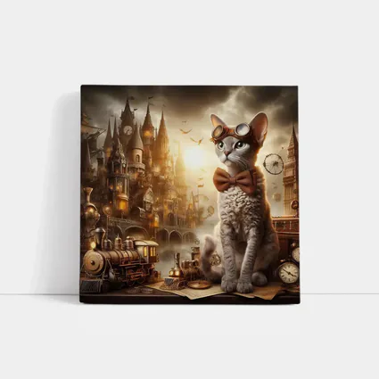 Steampunk Cat Devon Rex Victorian City