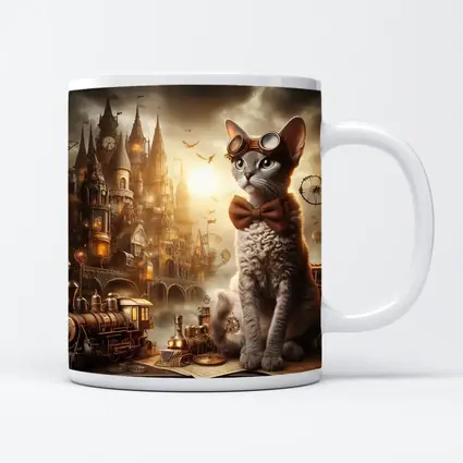 Steampunk Cat Devon Rex Victorian City