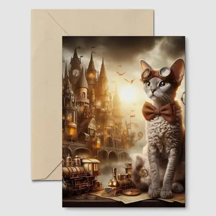 Steampunk Cat Devon Rex Victorian City