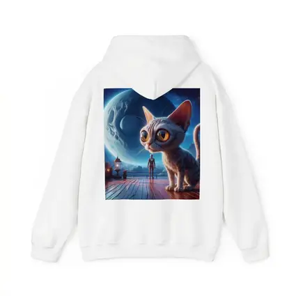 Big Eyed Cat Moonlit Fantasy Space Scene