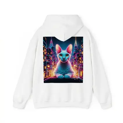 Sphynx Cat Neon City Night Art